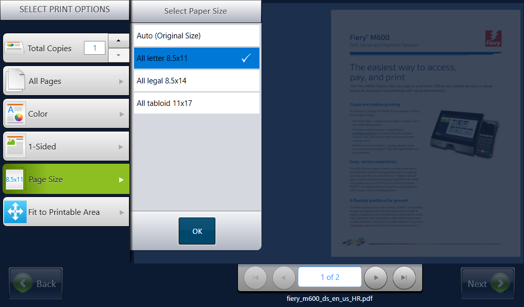 Step 14: Select page size