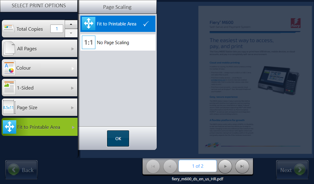 <strong>Step 15: Select page scaling</strong>