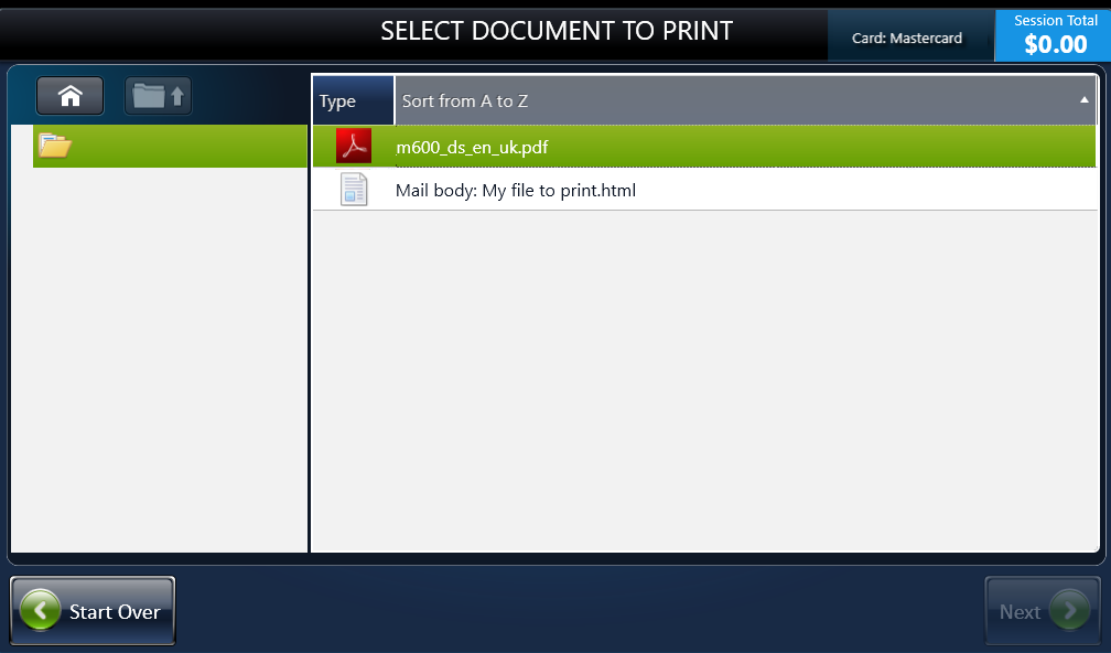 Step 8: Select the document to Print