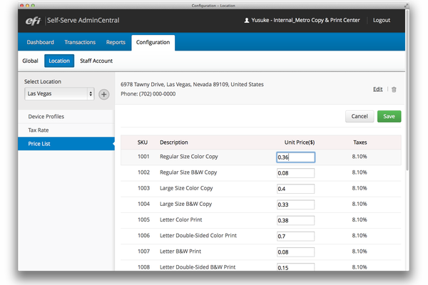 Configure M600 stations and print services by location