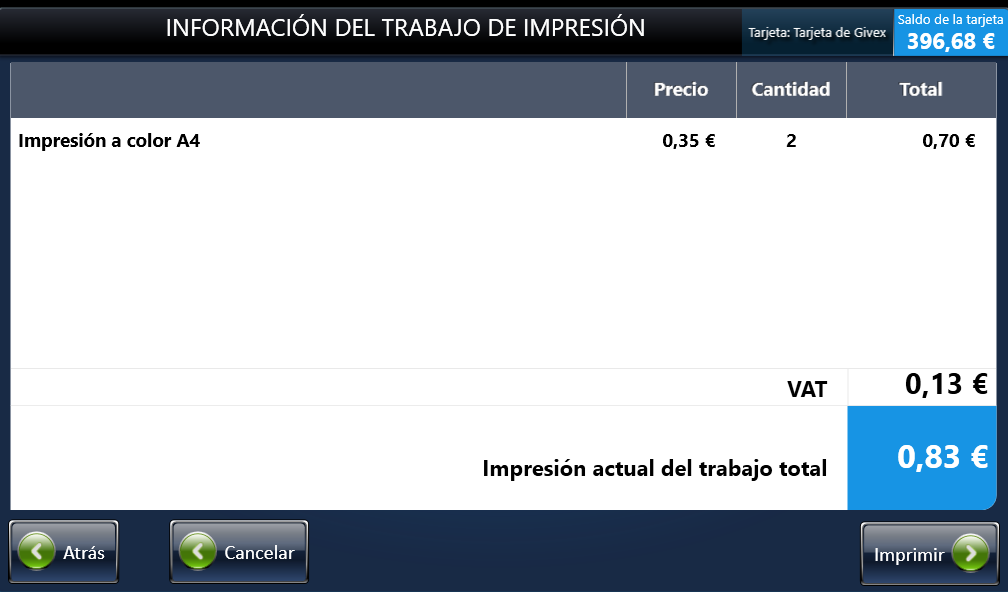 Paso 12: Revise la información de la tarea de impresión