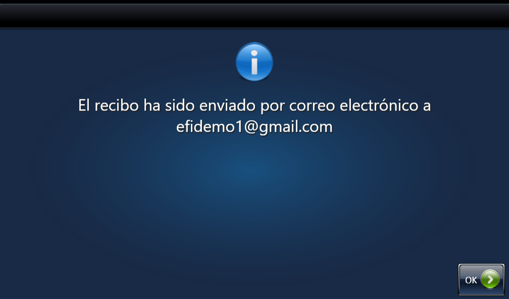 <strong><strong>Paso 17: Se confirmado el envío del recibo por correo electrónico</strong></strong>