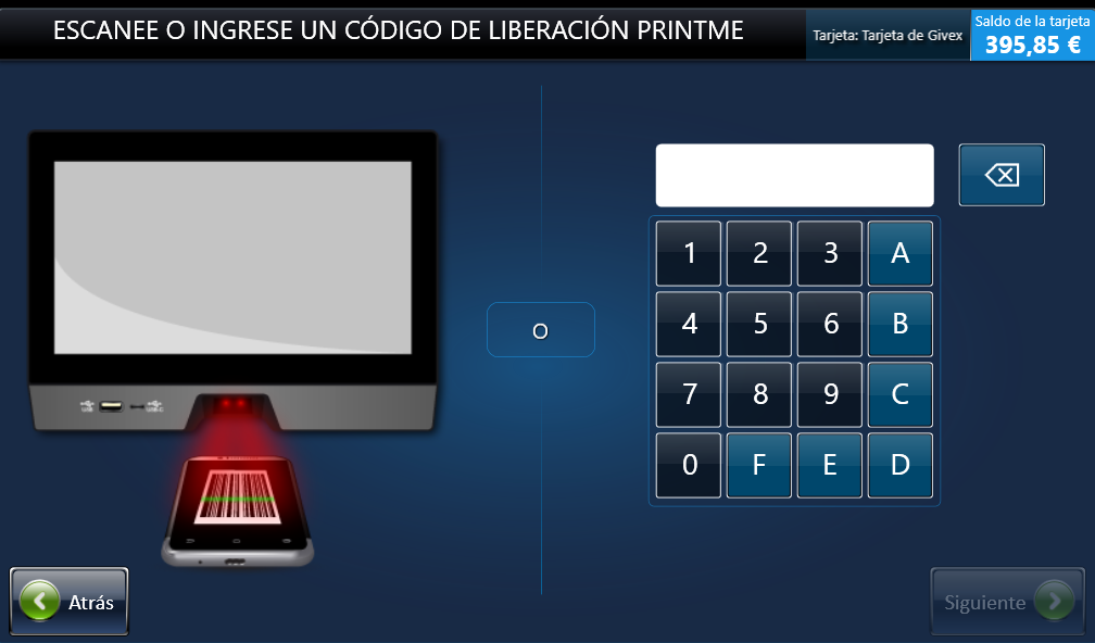 Paso 5: Escanee o introduzca el identificador del documento de PrintMe